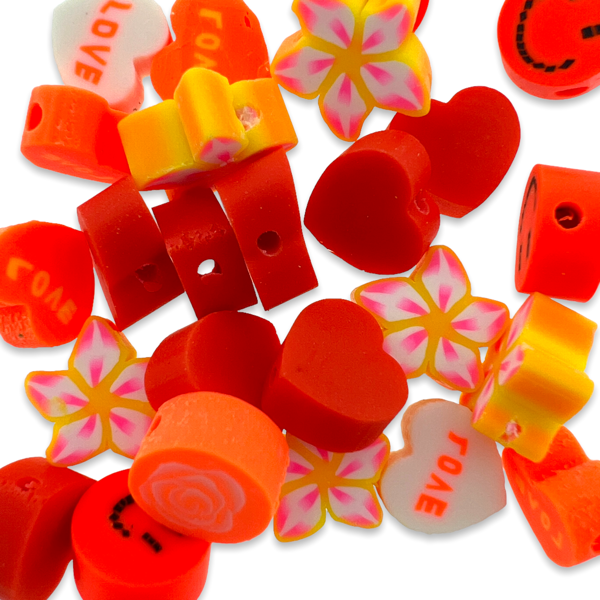 Polymeer kralen mix WK oranje ±10mm - 25 stuks-Kralen-Kraaltjes van Renate