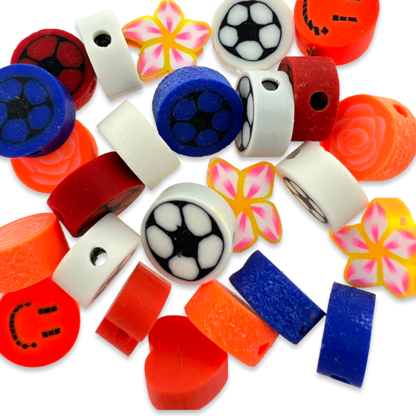 Polymeer kralen mix WK voetbal ±10mm - 25 stuks-Kralen-Kraaltjes van Renate