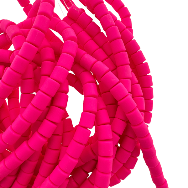 Polymeer tube kralen fel roze 6,5x6mm - ±30 stuks-Kralen-Kraaltjes van Renate