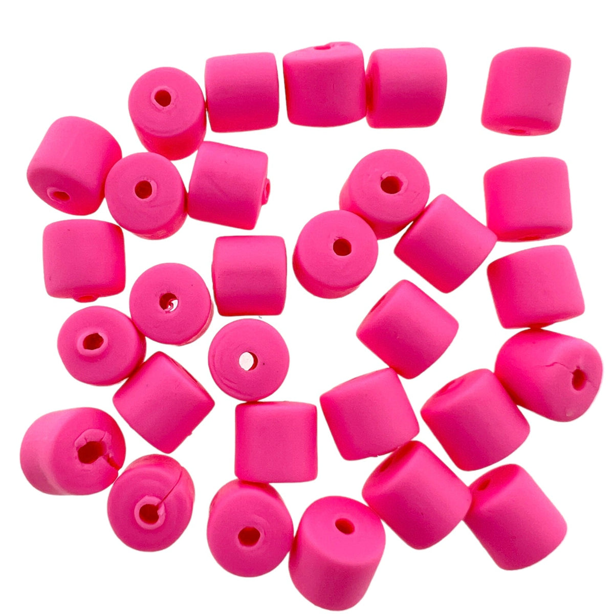 Polymeer tube kralen light neon pink 6,5x6mm - ±30 stuks-Kralen-Kraaltjes van Renate