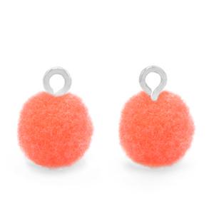 Pompom bedels Silver-Coral pink 10mm-Kraaltjes van Renate