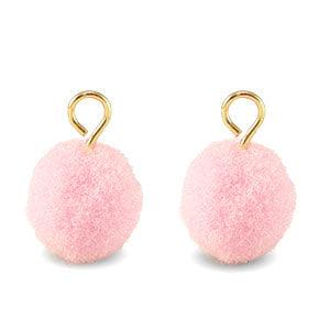 Pompom bedels met oog 10mm Gold-light pink 10mm-bedels-Kraaltjes van Renate