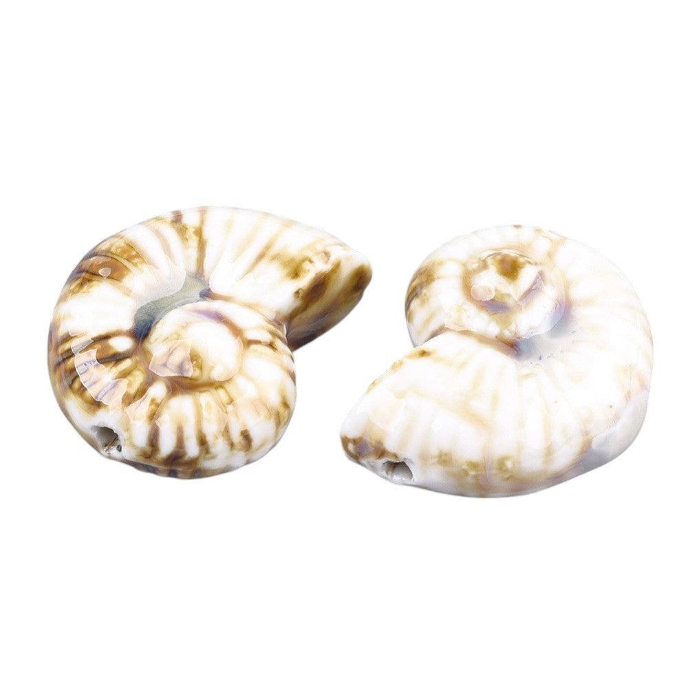 Porselein kraal groot zeeeslak creme 40mm- per stuk-Kralen-Kraaltjes van Renate