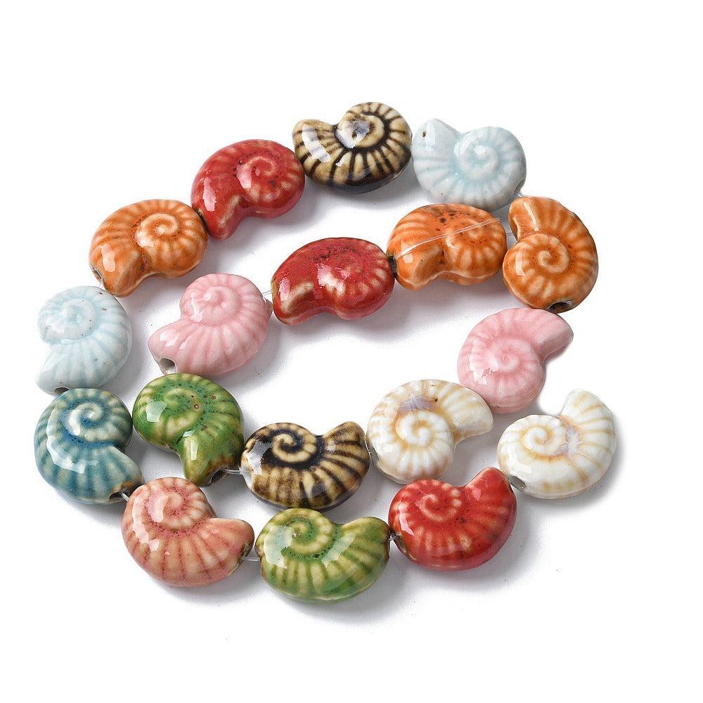 Porselein kraal zeeeslak gekleurd 20mm- per stuk-Kralen-Kraaltjes van Renate