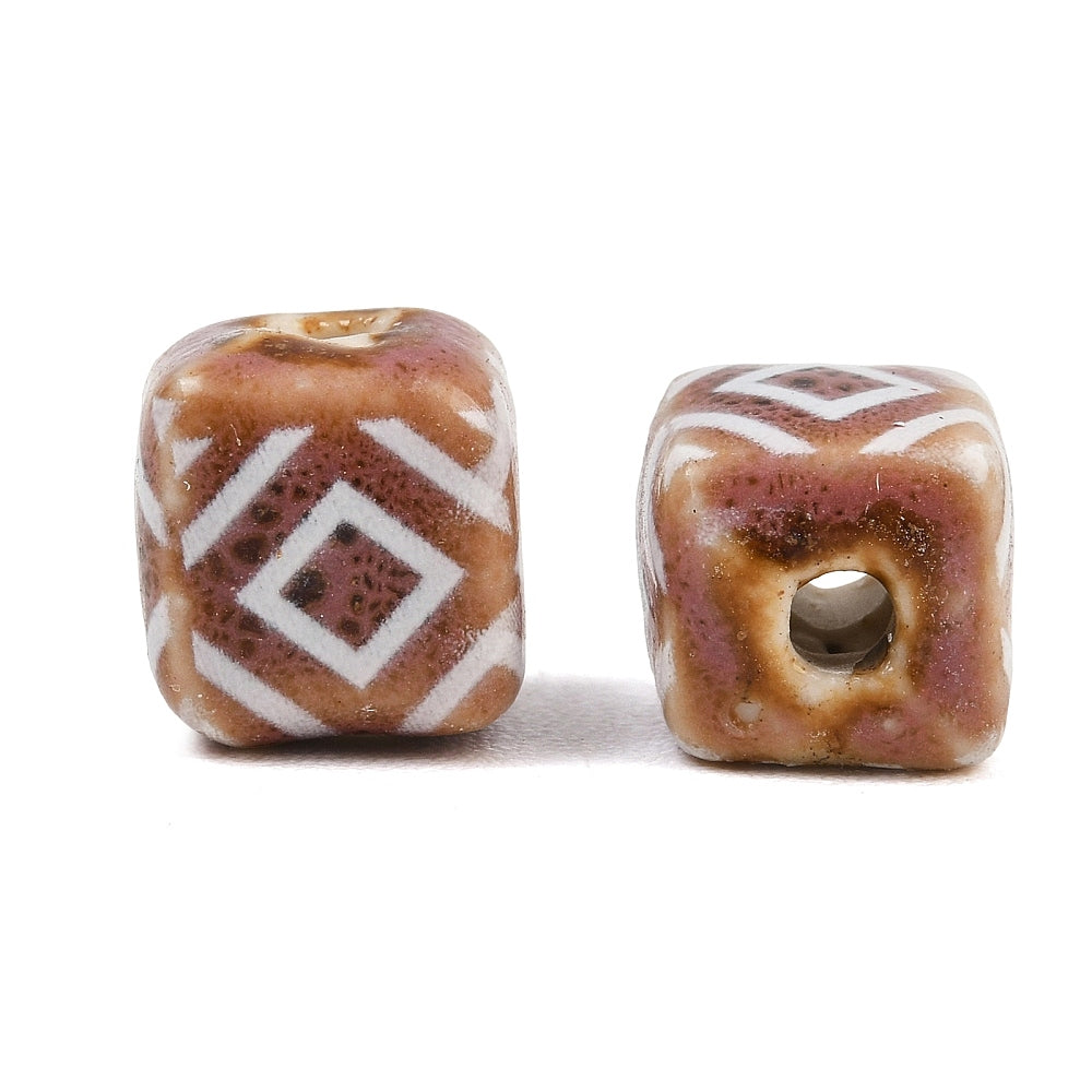 Porseleinen Kraal Kubus Terracotta 12mm - per stuk-Kralen-Kraaltjes van Renate