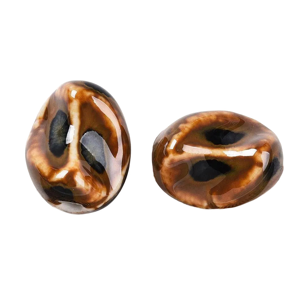 Porseleinen Kraal Nugget Roestbruin 20mm - per stuk-Kralen-Kraaltjes van Renate