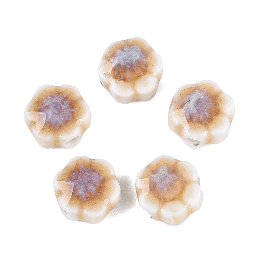 Porseleinkraal Rond Bloem Multicolor 10mm - per stuk-Kralen-Kraaltjes van Renate