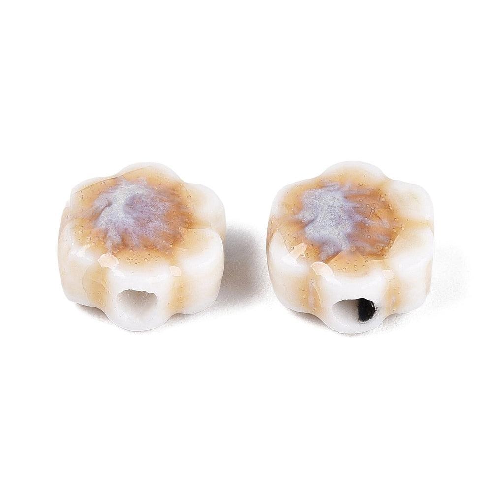 Porseleinkraal Rond Bloem Multicolor 10mm - per stuk-Kralen-Kraaltjes van Renate