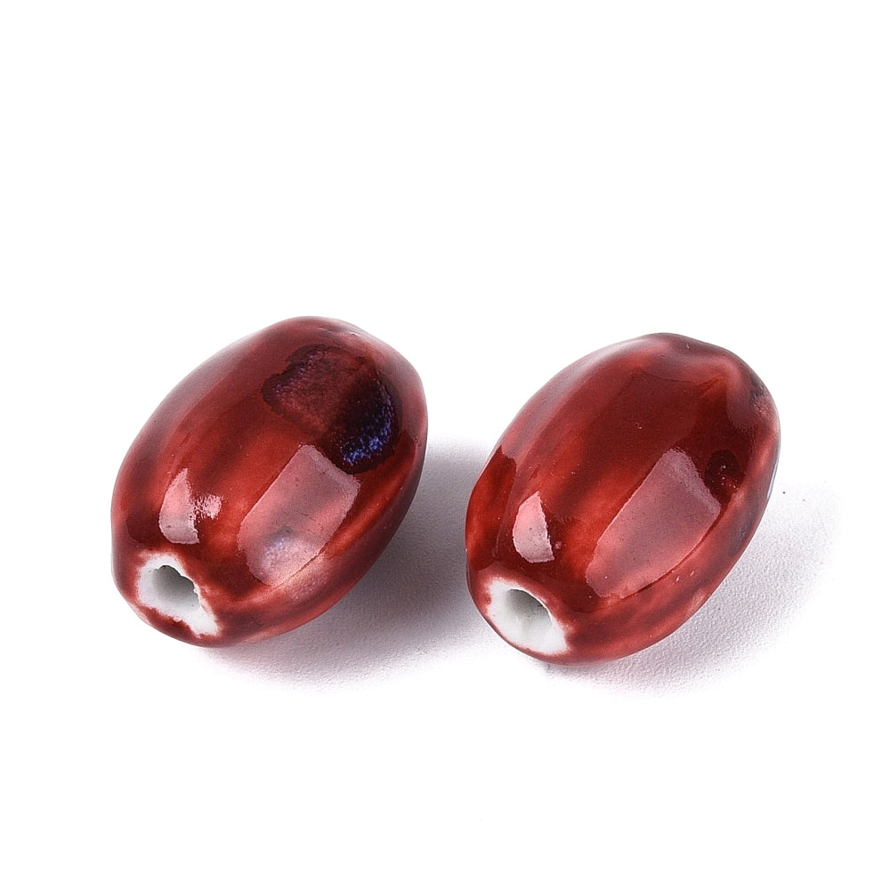 Porseleinen Kraal Ton Donkerrood 19-21mm - per stuk-Kralen-Kraaltjes van Renate