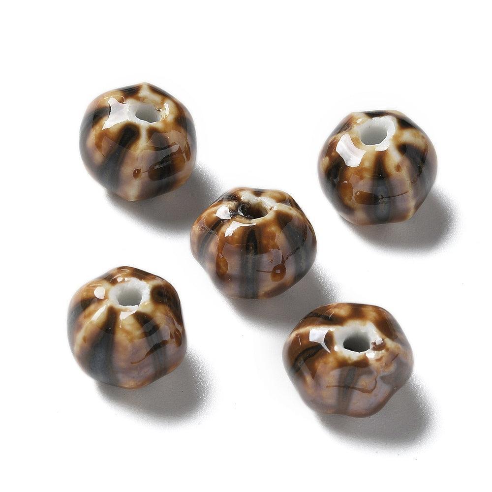Porseleinen Kralen Handgemaakt Rondelle Coconut Brown 12mm - per stuk-Kralen-Kraaltjes van Renate