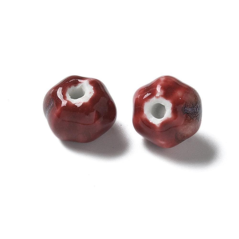 Porseleinen Kralen Rondel Donkerrood 12mm - per stuk-Kralen-Kraaltjes van Renate