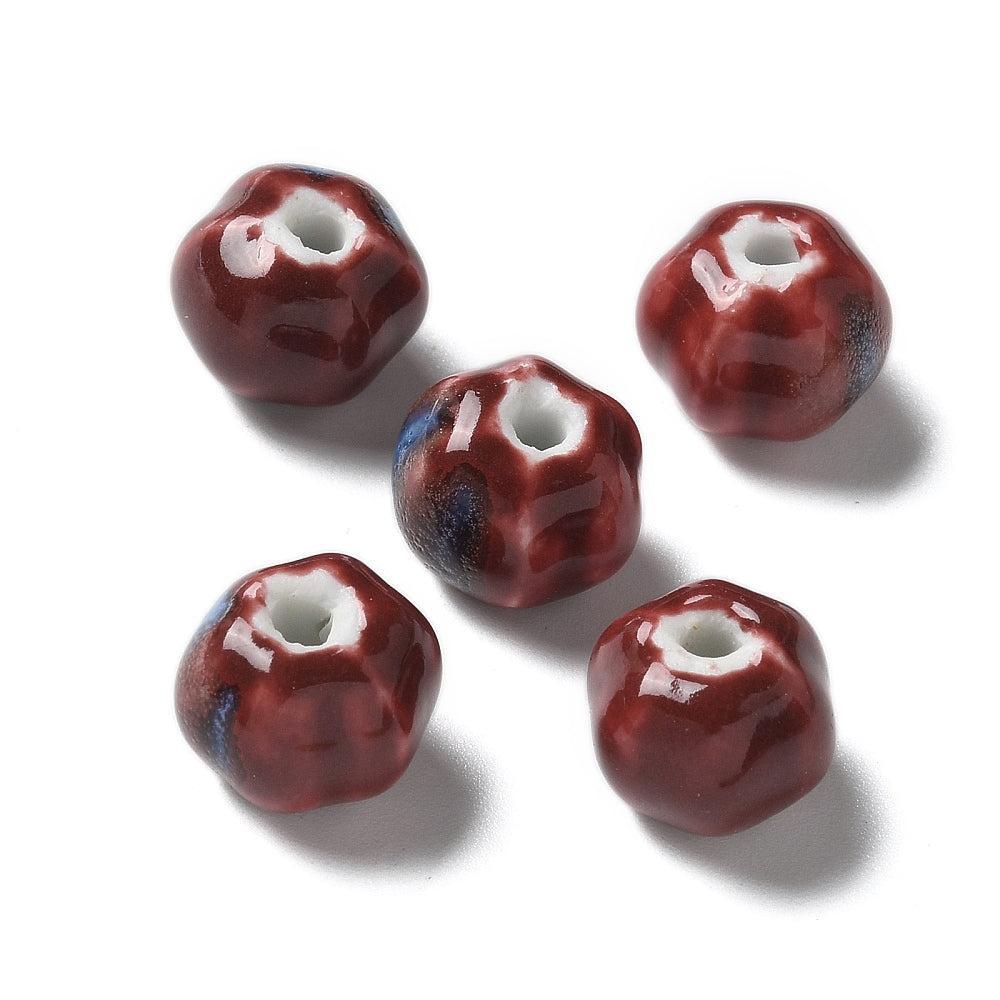 Porseleinen Kralen Rondel Donkerrood 12mm - per stuk-Kralen-Kraaltjes van Renate