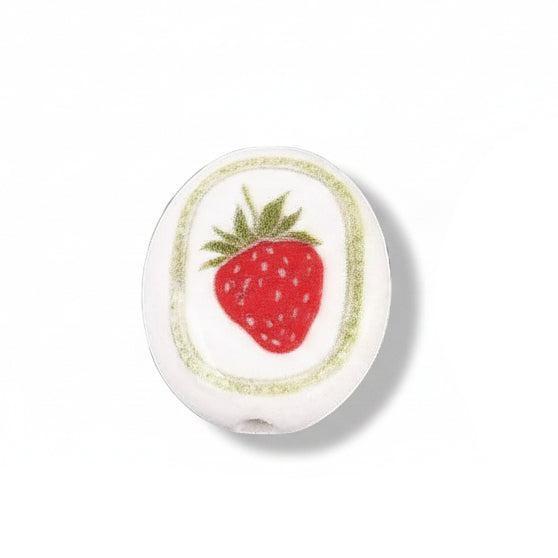 Porseleinkraal Ovaal Aardbei Multicolor 20mm - per stuk-Kralen-Kraaltjes van Renate