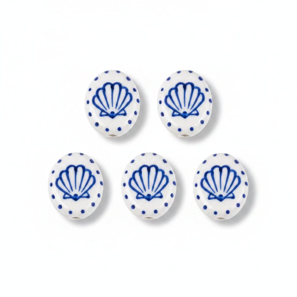 Porseleinkraal Ovaal Schelp Multicolor 20mm - per stuk-Kralen-Kraaltjes van Renate
