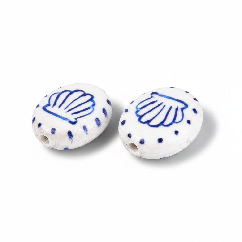 Porseleinkraal Ovaal Schelp Multicolor 20mm - per stuk-Kralen-Kraaltjes van Renate