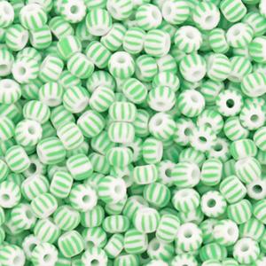 Preciosa rocailles glas White-mint green 8/0 (3mm) - 5 gram-Kraaltjes van Renate