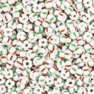 Preciosa rocailles glas White-mint green red 8/0 (3mm) - 5 gram-Kraaltjes van Renate
