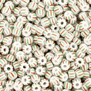 Preciosa rocailles glas White-mint green red 8/0 (3mm) - 5 gram-Kraaltjes van Renate
