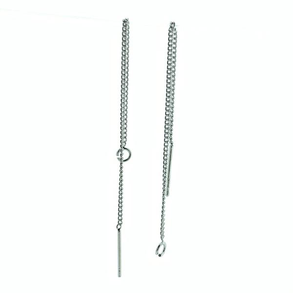 Pull trough oorstekers Platina plated 80x1mm - 1 paar-Kraaltjes van Renate