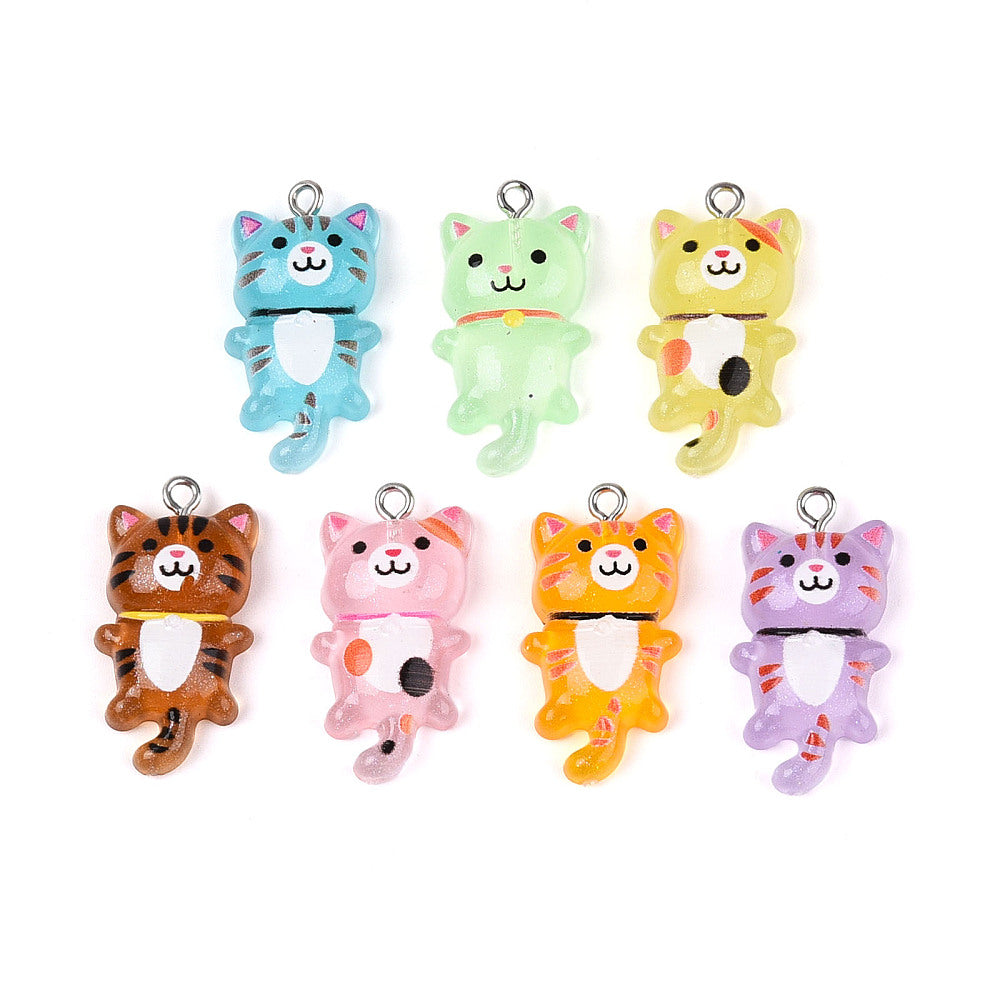 Resin kat gekleurd Hanger gekleurd/zilver - per stuk