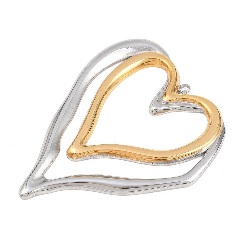 RVS Bedel XL Dubbel Hart Goud Zilver 65mm - per stuk-Bedels-Kraaltjes van Renate