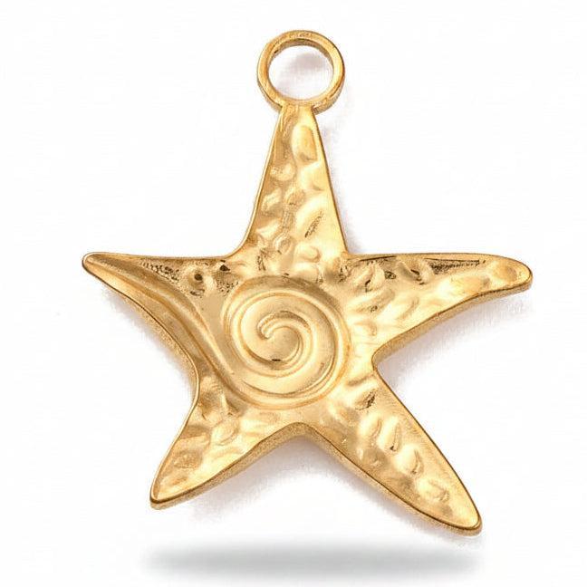 RVS Bedel Zeester Goud 22.5mm - per stuk-Bedels-Kraaltjes van Renate