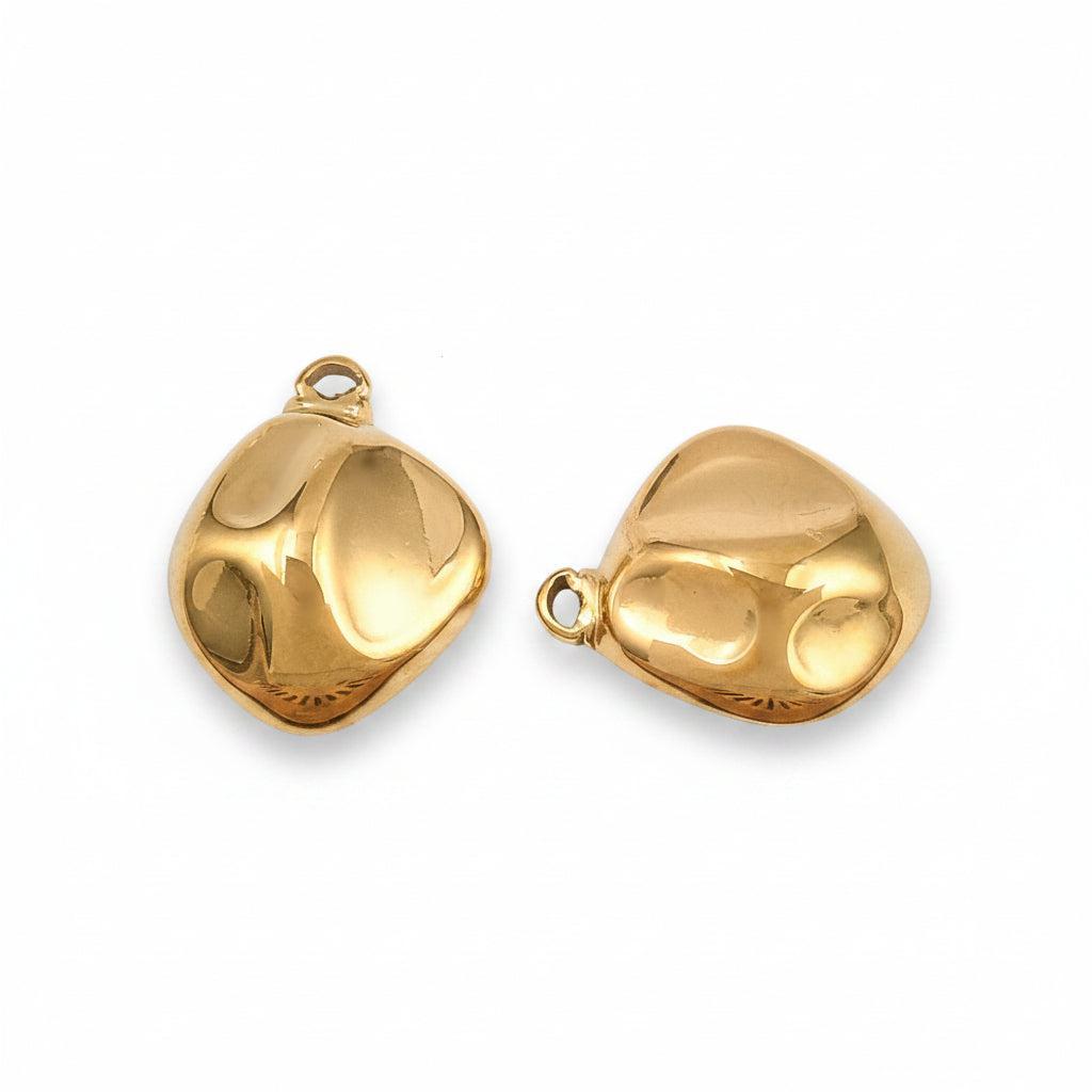 RVS Bedel Onregelmatige Steen Goud 12.5x10mm - per stuk-Bedels-Kraaltjes van Renate