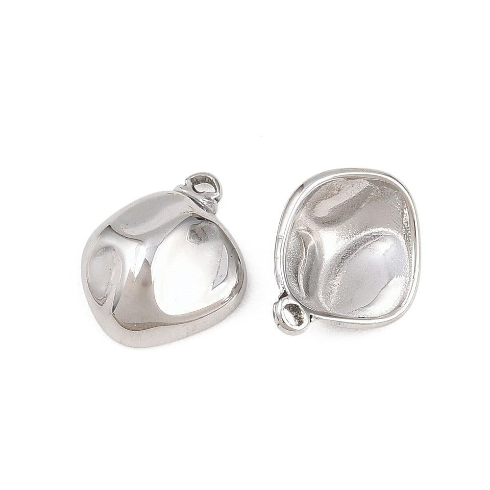 RVS Bedel Onregelmatige Steen Zilver 12.5x10mm - per stuk-Bedels-Kraaltjes van Renate