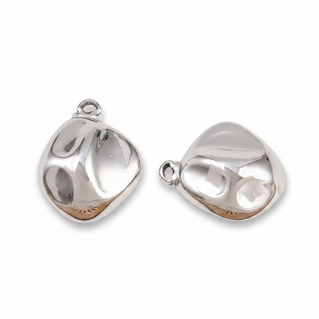 RVS Bedel Onregelmatige Steen Zilver 12.5x10mm - per stuk-Bedels-Kraaltjes van Renate