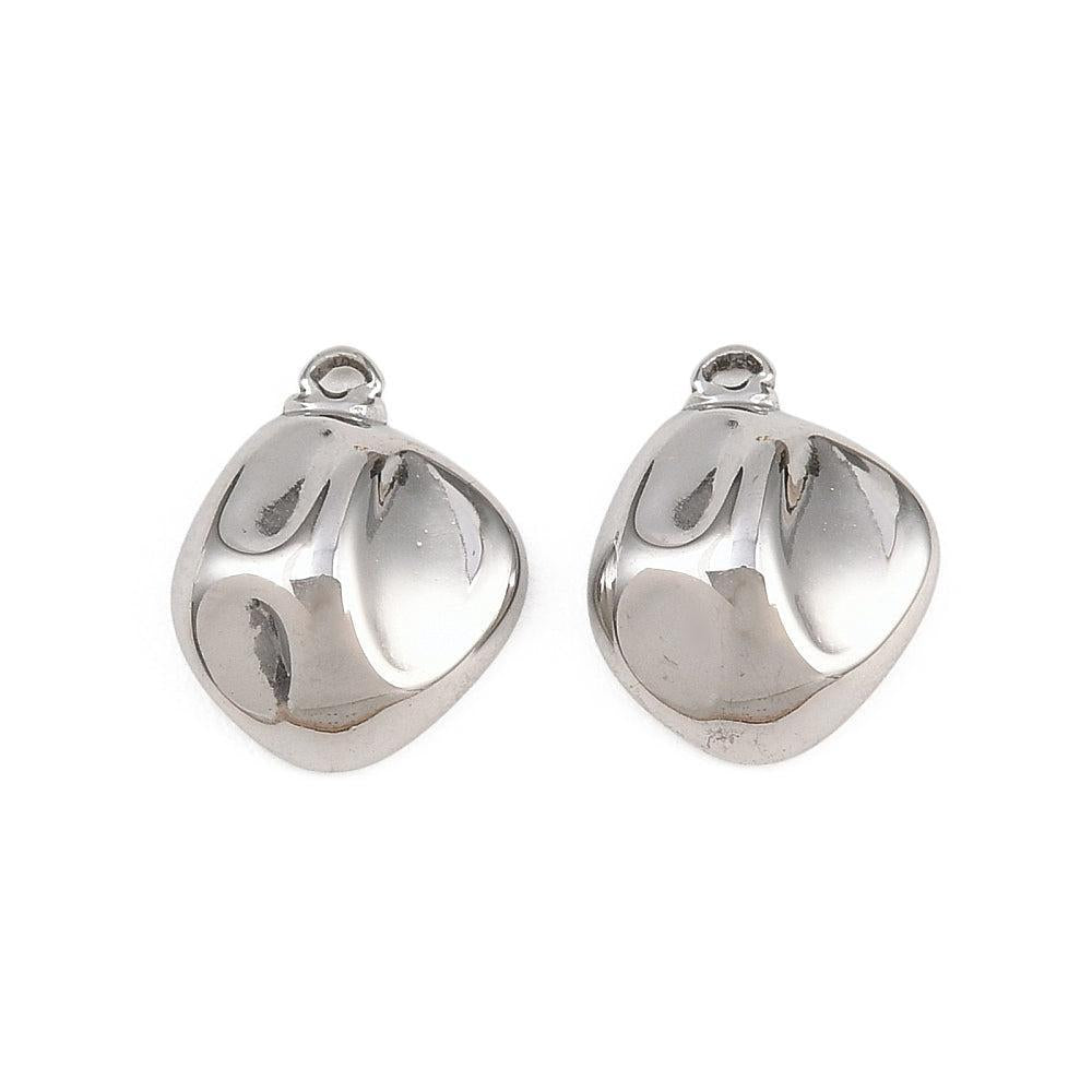 RVS Bedel Onregelmatige Steen Zilver 12.5x10mm - per stuk-Bedels-Kraaltjes van Renate