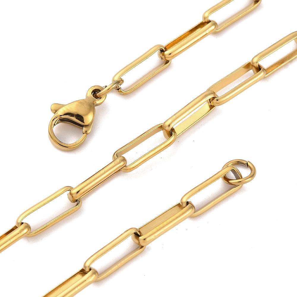 RVS Ketting Paperclip Ketting Goud 45.7cm - per stuk-Ketting-Kraaltjes van Renate
