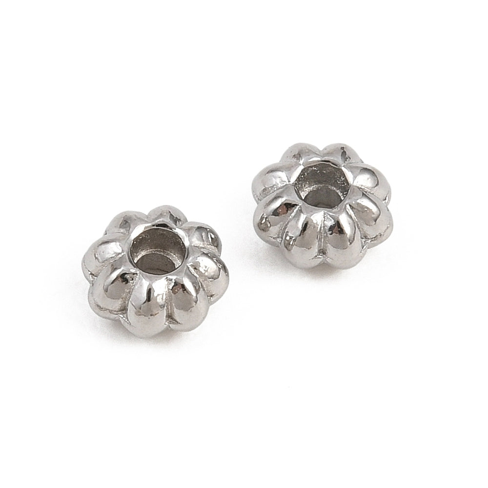 RVS Kraal Pompoen RVS Zilver 4mm - per stuk-Kralen-Kraaltjes van Renate