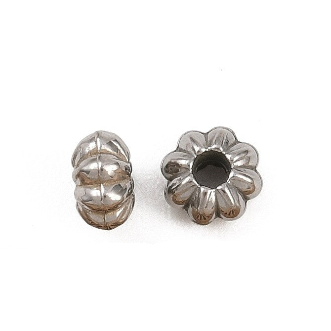 RVS Kraal Pompoen RVS Zilver 5x3mm - per stuk-Kralen-Kraaltjes van Renate
