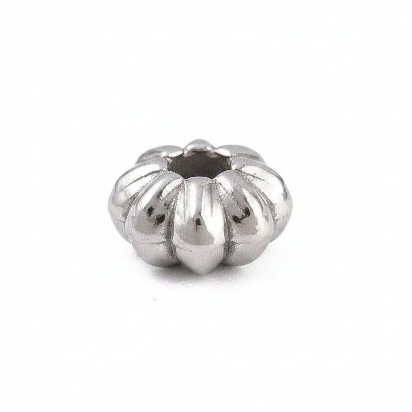 RVS Kraal Pompoen RVS Zilver 5x3mm - per stuk-Kralen-Kraaltjes van Renate