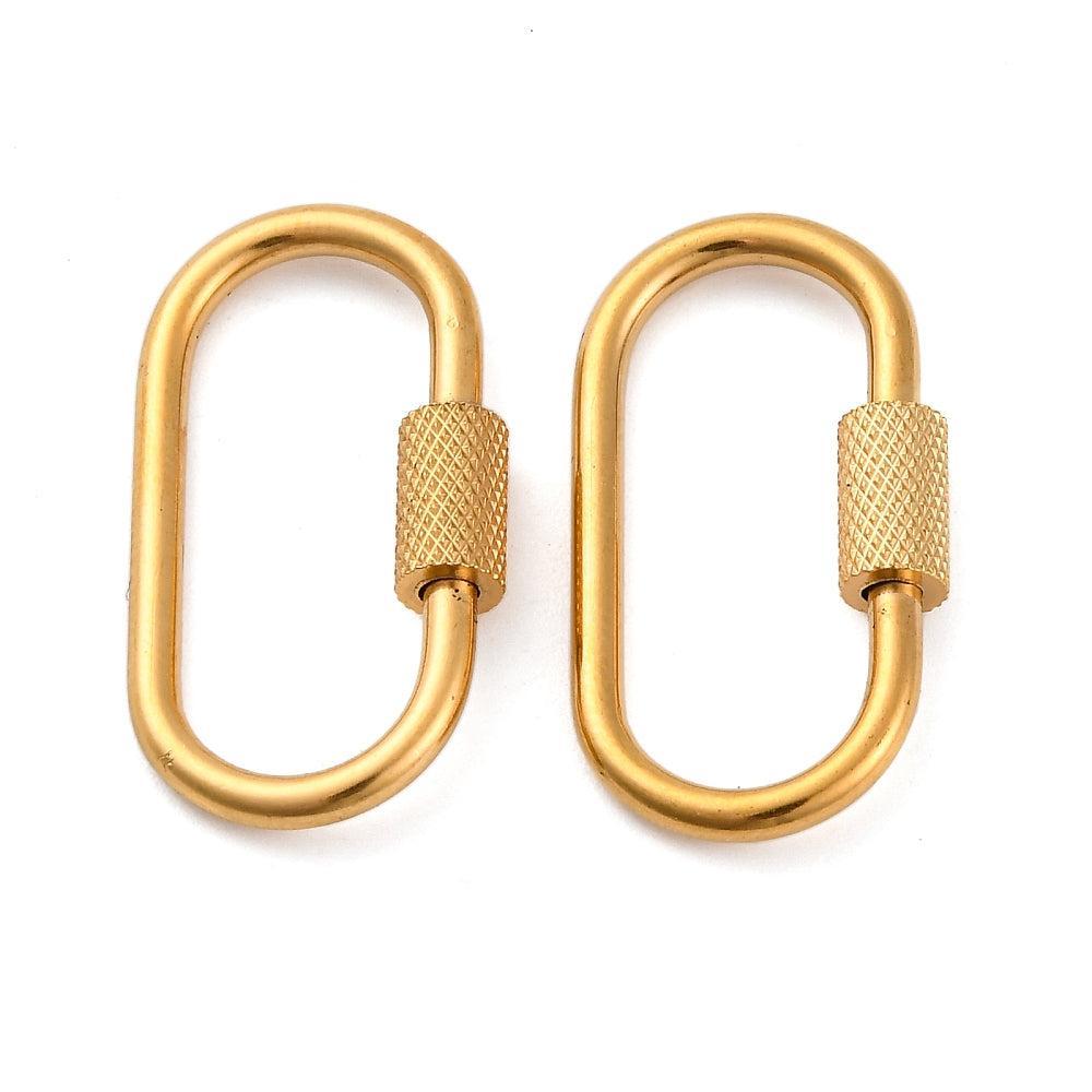 RVS Schroef Karabijn Sluiting Goud 21mm - per stuk-Sluitingen-Kraaltjes van Renate