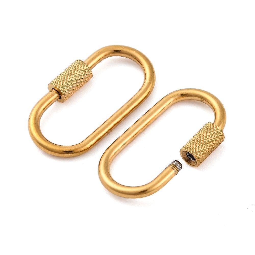 RVS Schroef Karabijn Sluiting Goud 21mm - per stuk-Sluitingen-Kraaltjes van Renate