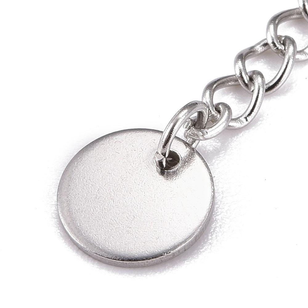 verleng ketting zilver met 8mm muntje RVS - 60mm-Onderdelen-Kraaltjes van Renate