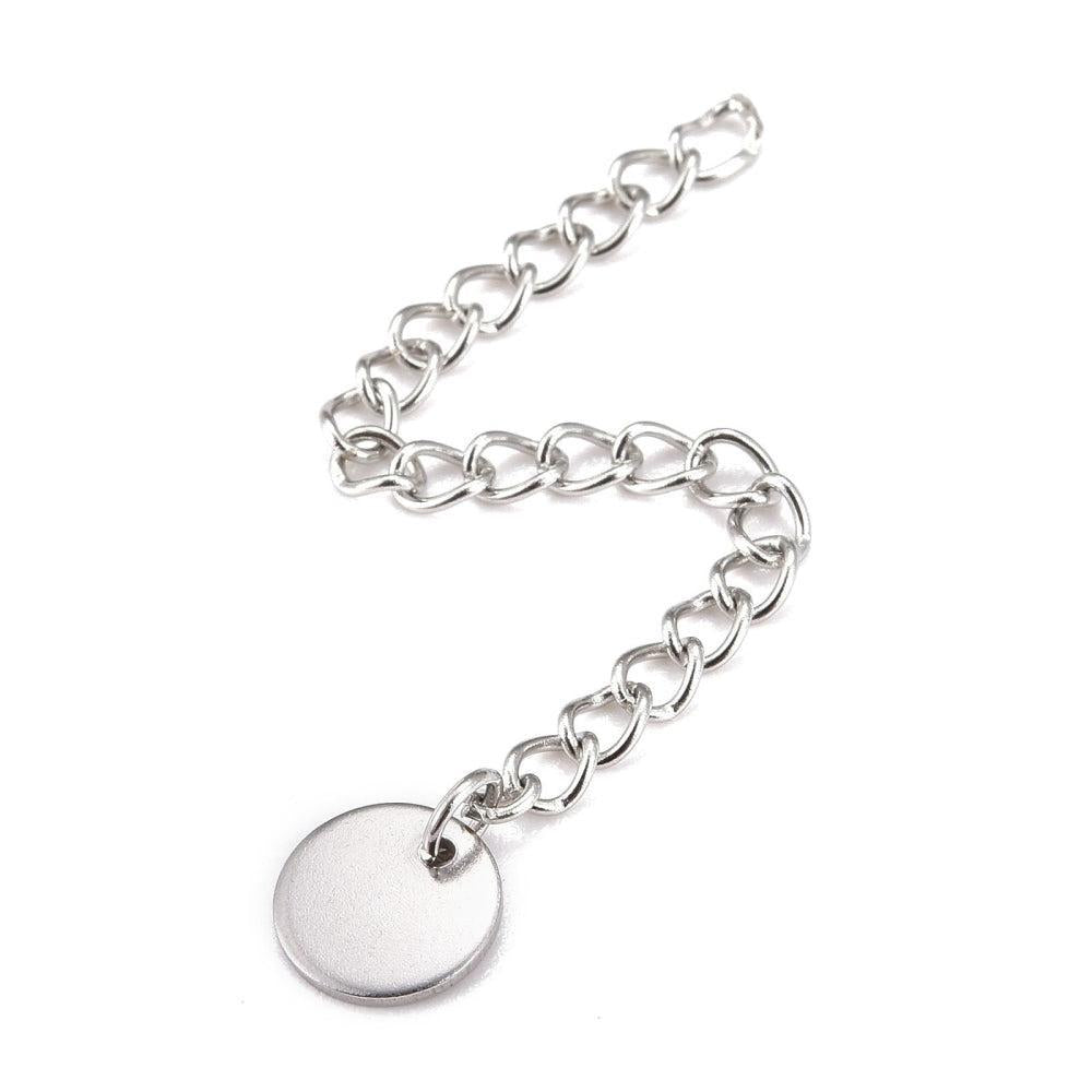 verleng ketting zilver met 8mm muntje RVS - 60mm-Onderdelen-Kraaltjes van Renate