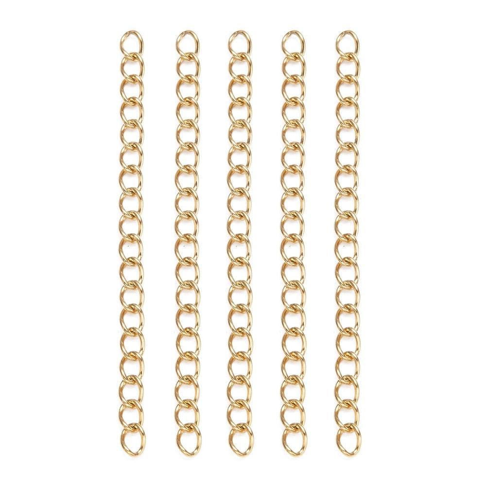 RVS Verlengkettinkje 18K Goud 50mm - per 5 stuks-Sluitingen-Kraaltjes van Renate