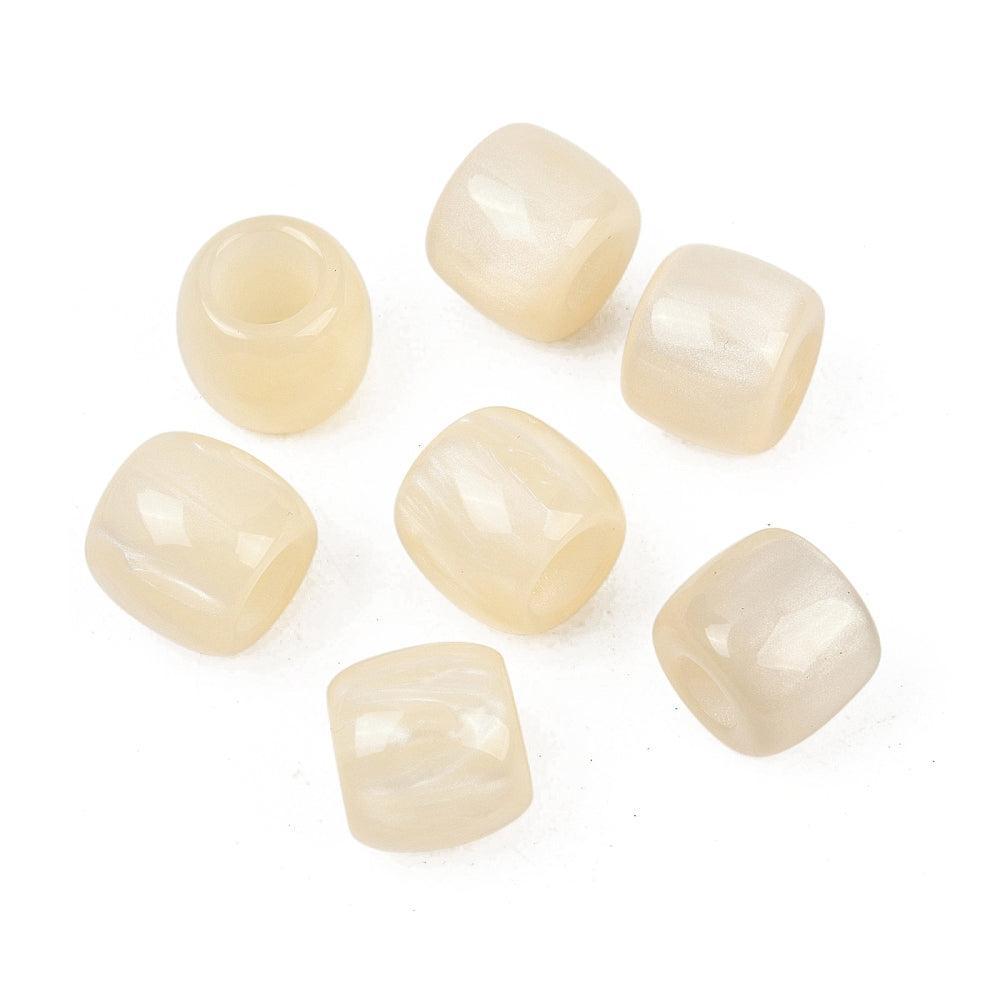 Resin Kraal Groot Gat Buis Crèmewit 12x10mm - per stuk-Kralen-Kraaltjes van Renate