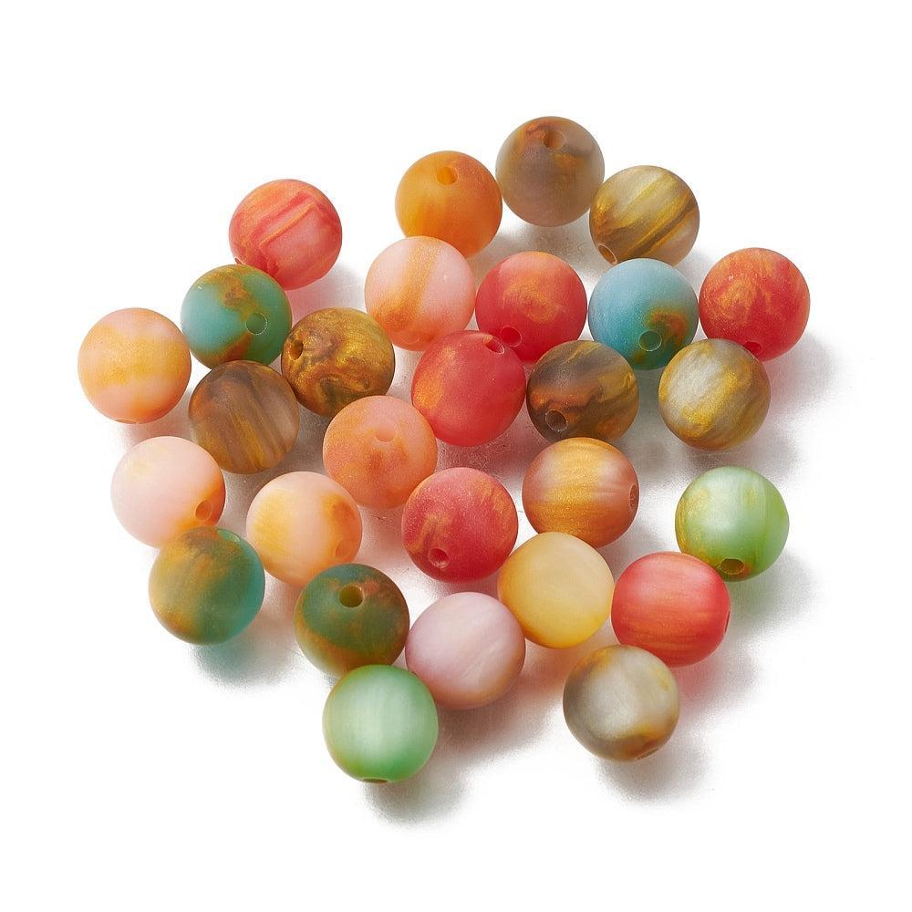 Resin Kraal frosted Multicolor warme kleuren- Per Stuk-Kralen-Kraaltjes van Renate
