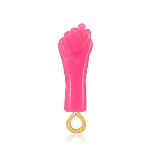 Resin 'Mano Fico' hanger Hand 21x7mm- Goud/Neon Pink-bedels-Kraaltjes van Renate