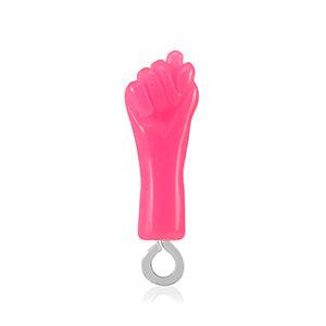 Resin &#39;Mano Fico&#39; hanger Hand 21x7mm- Zilver/Neon Pink-bedels-Kraaltjes van Renate