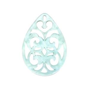 Resin barok hanger druppel Bleached aqua 38x27mm-Kraaltjes van Renate
