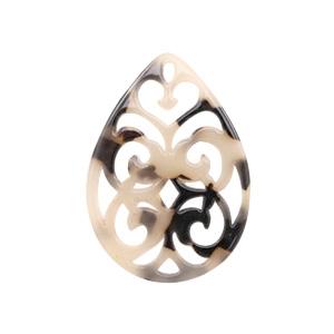 Resin barok hanger druppel Creme-black 38x27mm-Kraaltjes van Renate