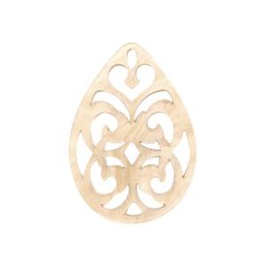 Resin barok hanger druppel Light semolina beige 38x27mm-Kraaltjes van Renate