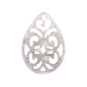Resin barok hanger druppel Sand grey 38x27mm-Kraaltjes van Renate