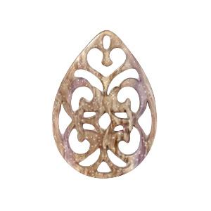 Resin barok hanger druppel Suger almond taupe 38x27mm-Kraaltjes van Renate