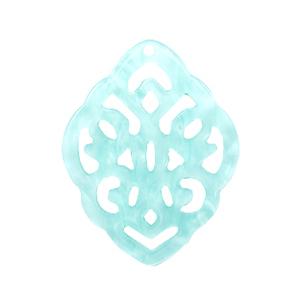 Resin barok ruit hanger druppel Bleached aqua 42x30mm-Kraaltjes van Renate