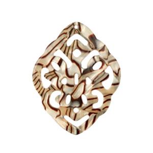 Resin barok ruit hanger druppel Incense beige pearl 42x30mm-Kraaltjes van Renate